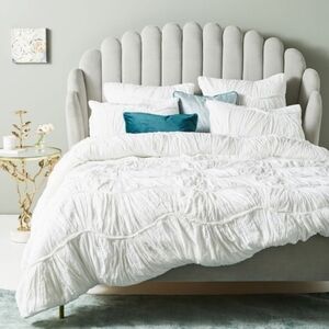 Anthropologie Ruched Wave Quilt - King - white
